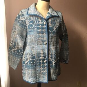 Blair Blue Taos Jacquard Tapestry Jacket M